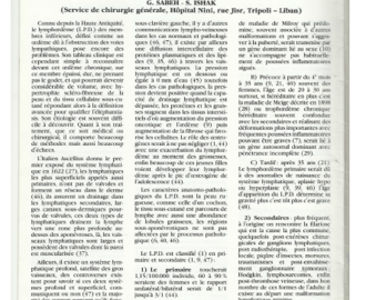 Lymphoedema of the legs Review of the litterature